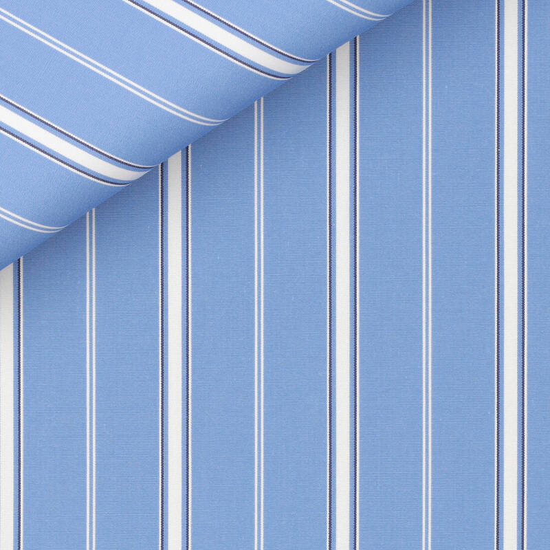 Popeline Rayé Bleu