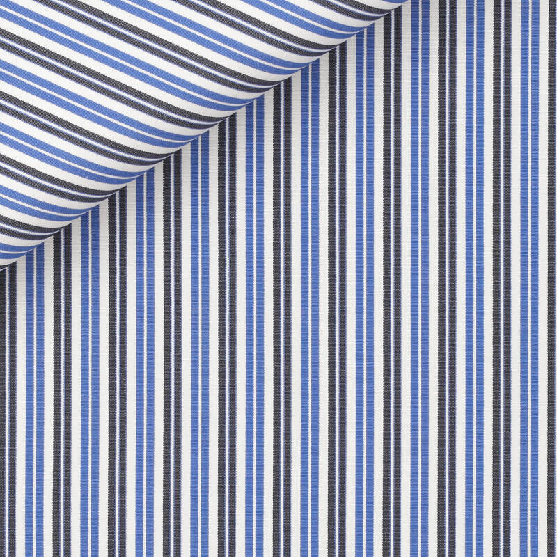 Popeline Rayé Bleu