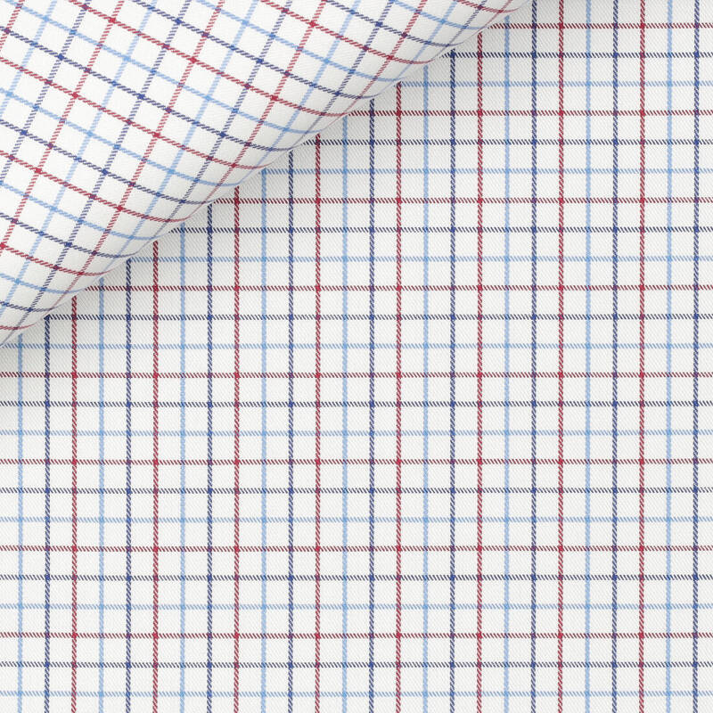 Twill Carreaux Bleu Bordeaux