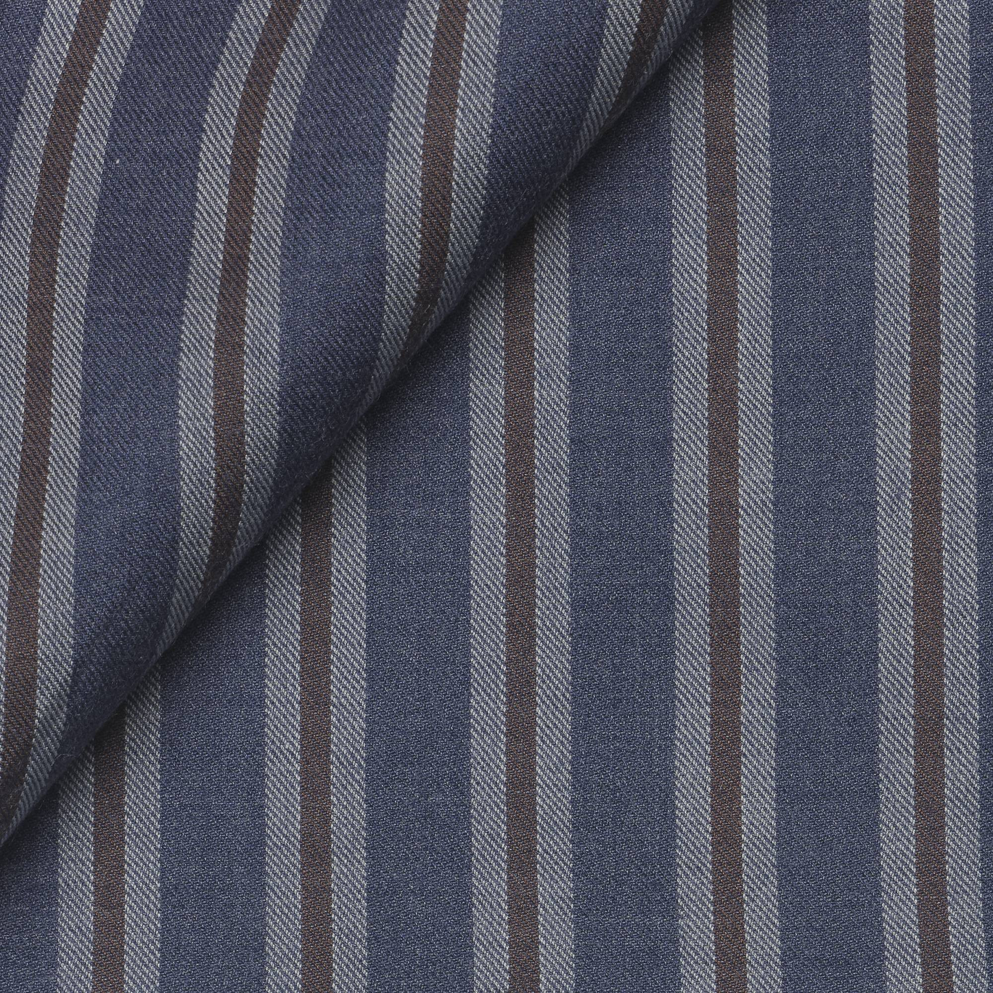 Twill Rayé Bleu Marron