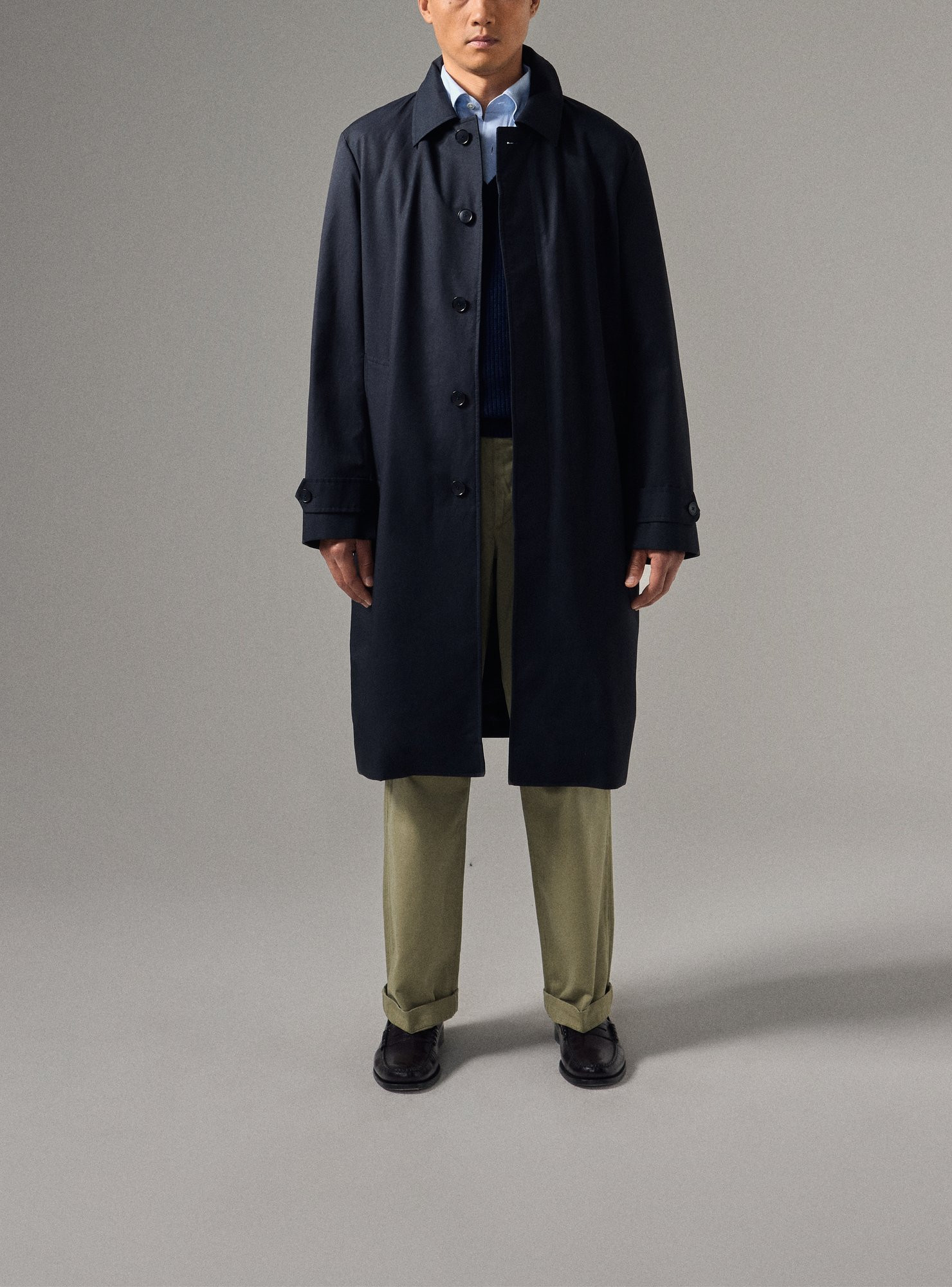 Manteau Car Coat Coton Marine