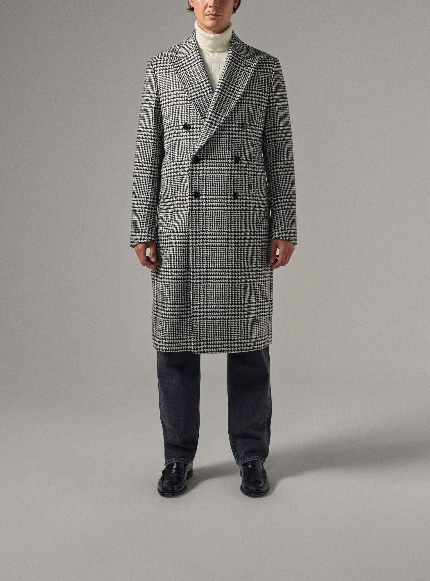 Manteau Croisé Prince de Galles Blanc et Noir