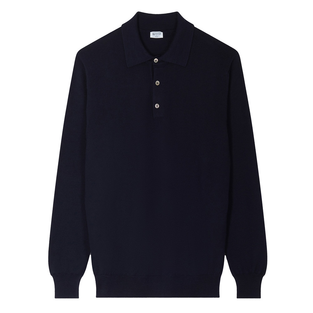 Pull Bleu Marine Col Polo