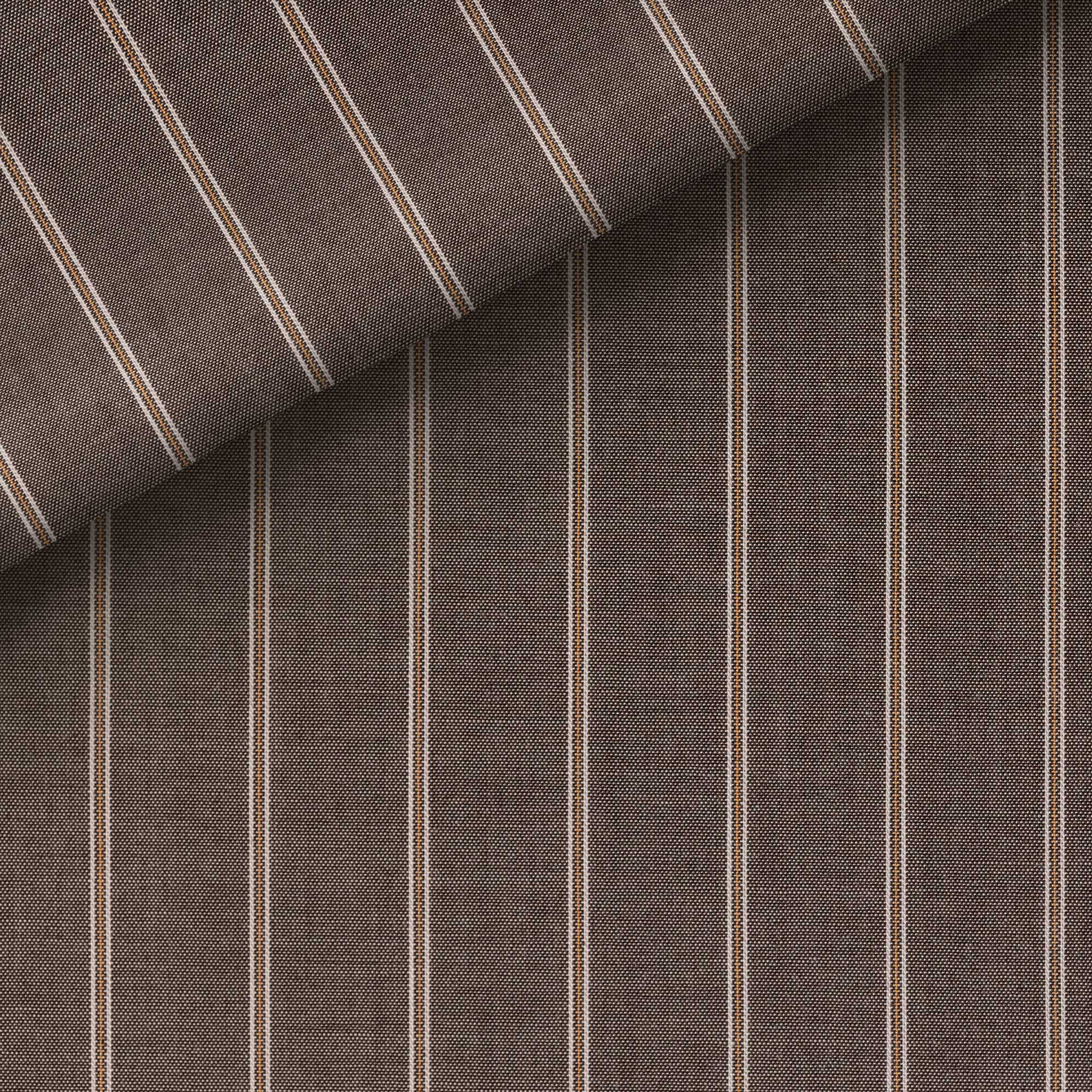 Popeline Rayé Marron Orange