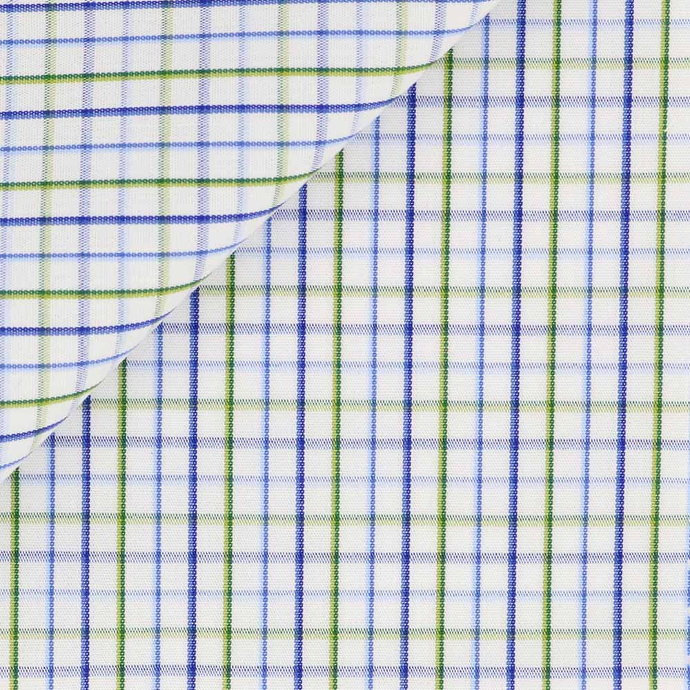 Popeline Carreaux Vert Bleu