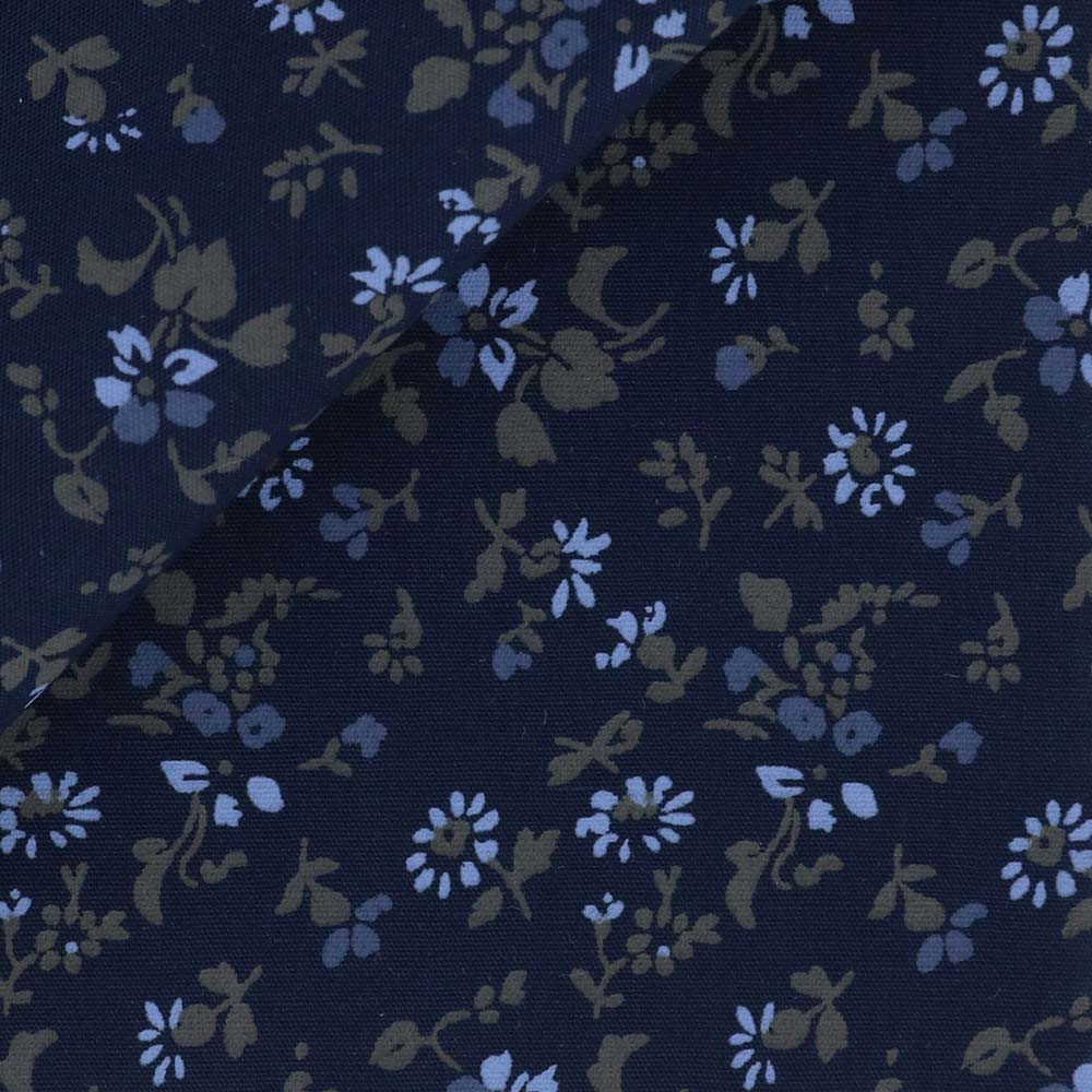 Popeline Motif Bleu Gris