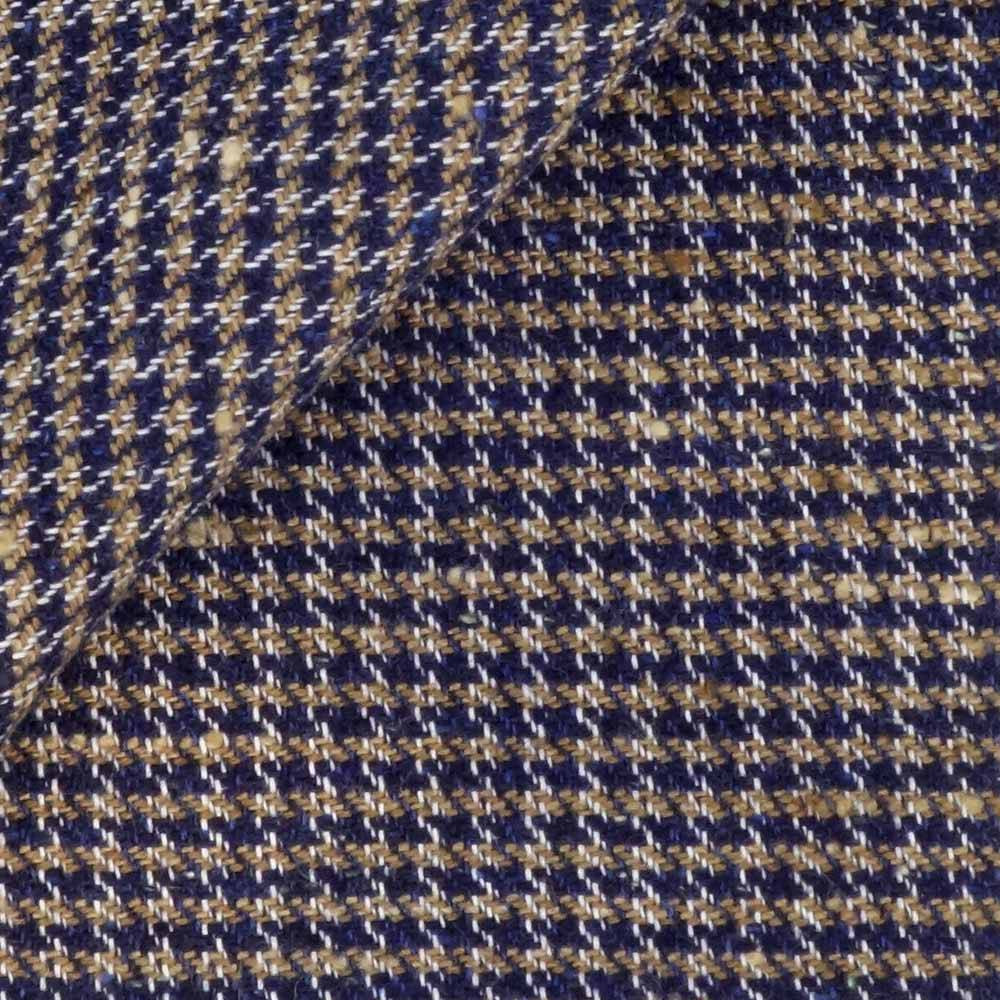 Chambray Pied de Poule Bleu Marron