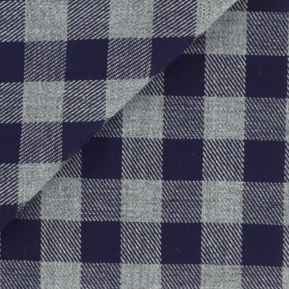 Twill Carreaux Bleu Gris