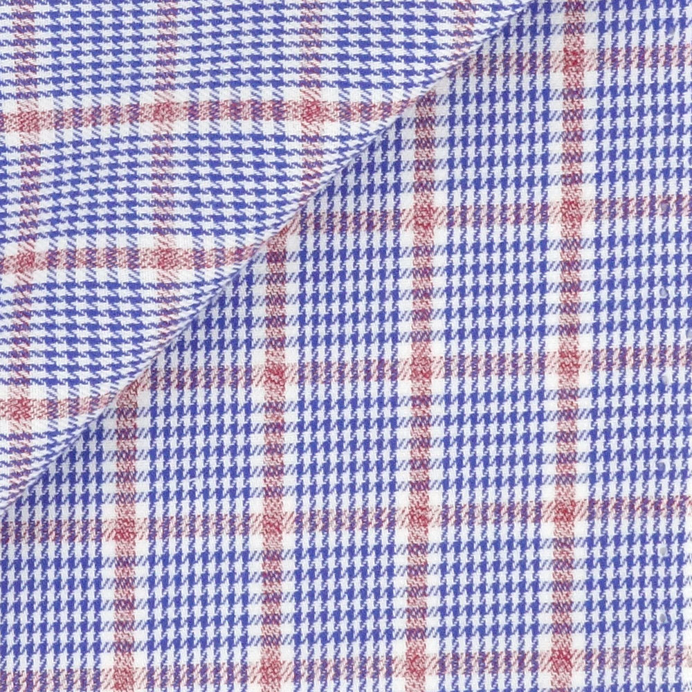 Twill Pied de Poule Bleu Rouge