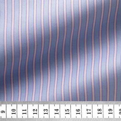 Twill Rayé Bleu Rose