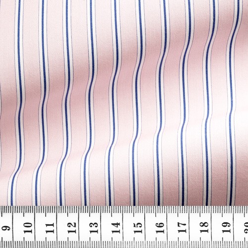 Fil à Fil Rayé Bleu Rose