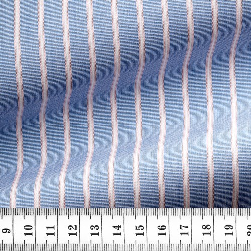 Fil à Fil Rayé Bleu Rose