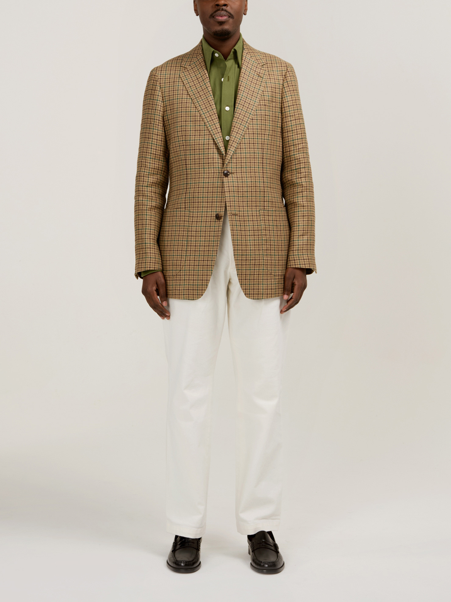 Veste Lin Carreaux Marron Vert VEMH1111PE24 Swann