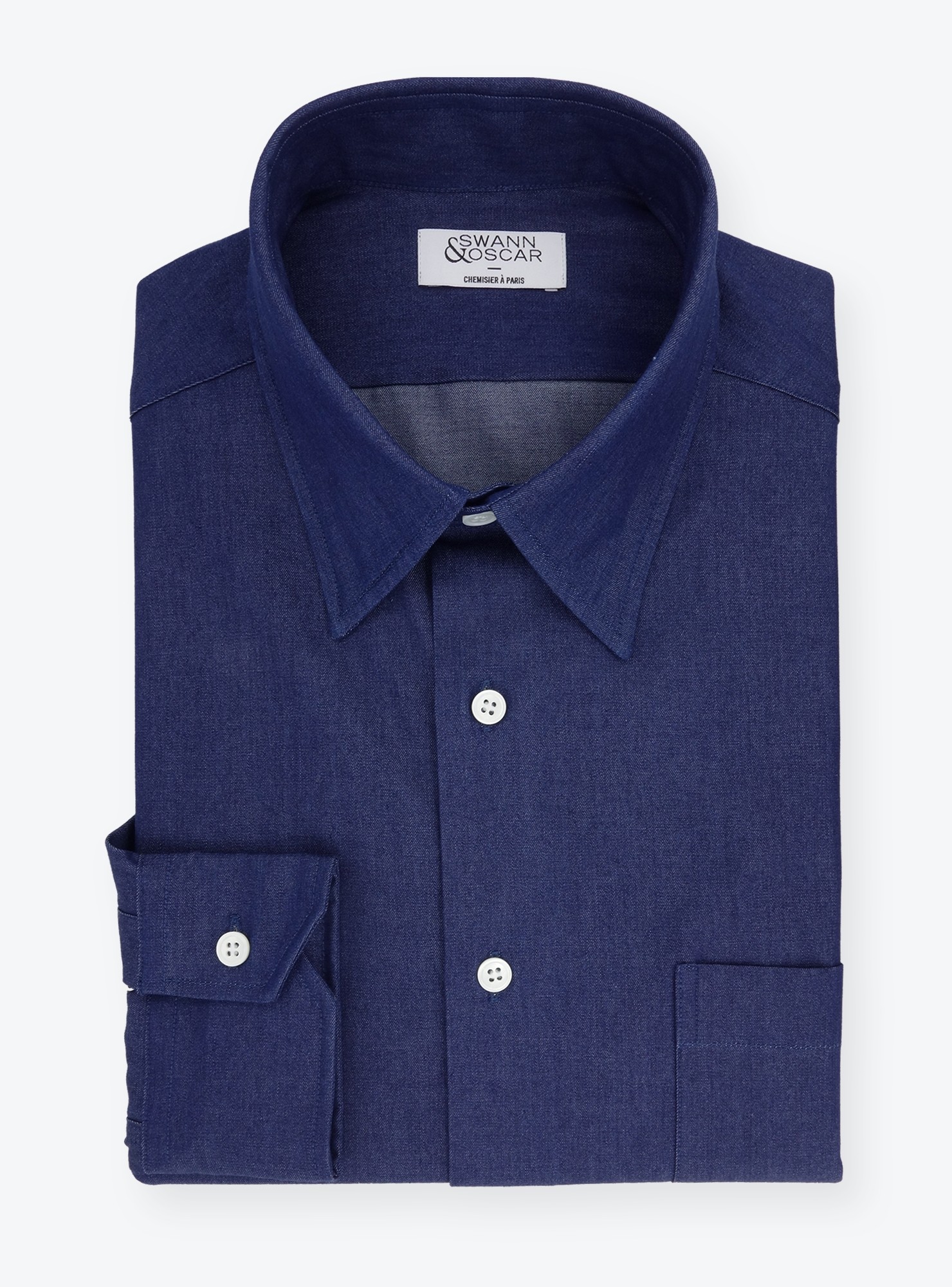 Chemise Twill Uni Bleu