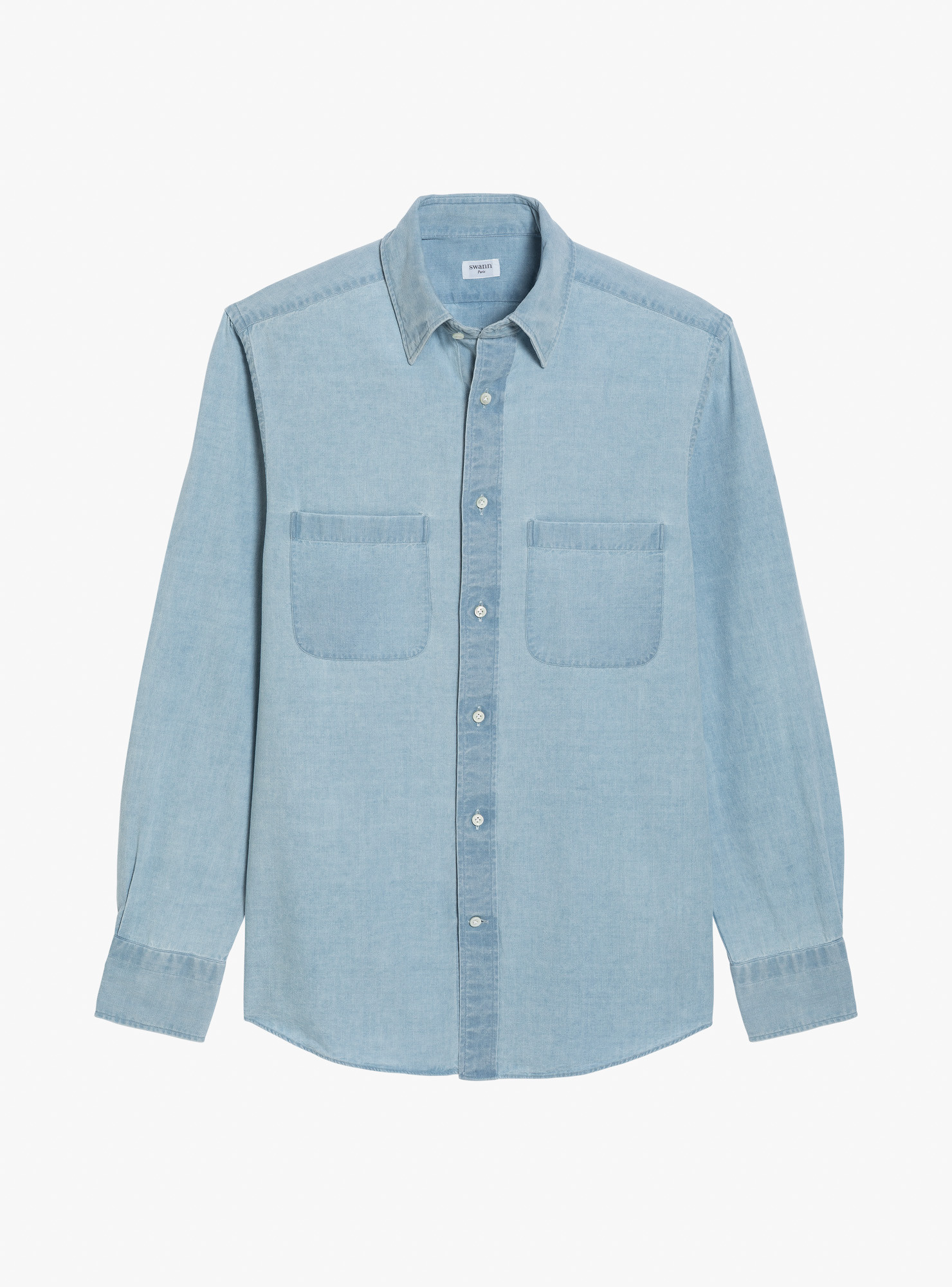 Chemise Denim Uni Bleu
