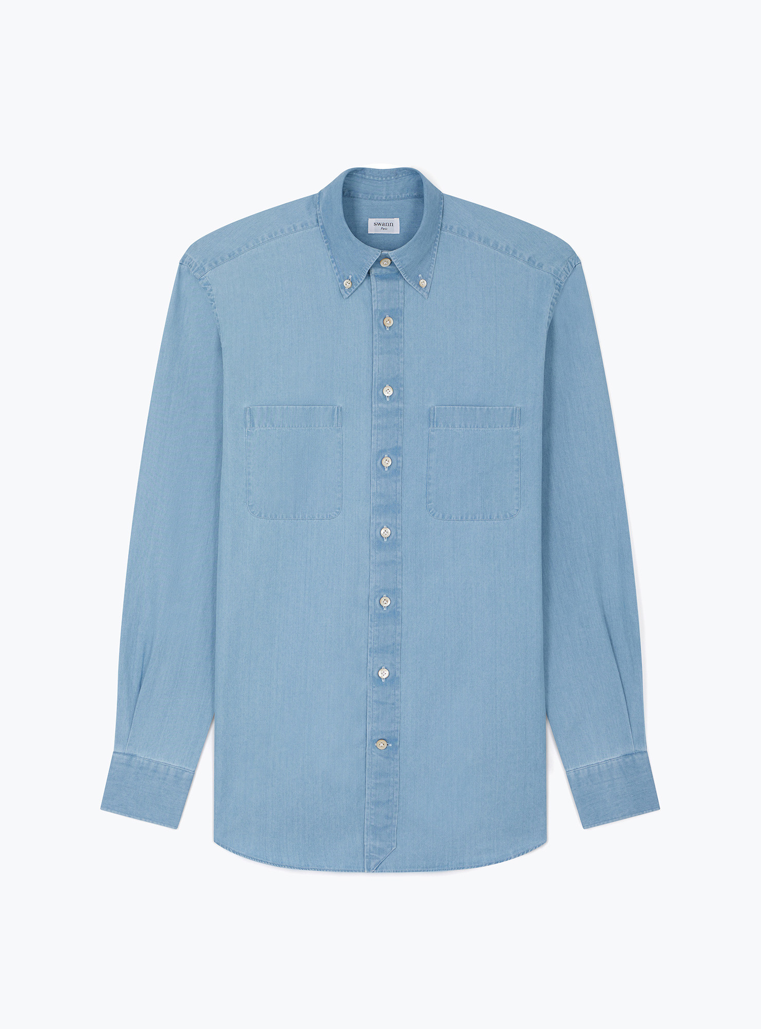 Chemise Denim Uni Bleu
