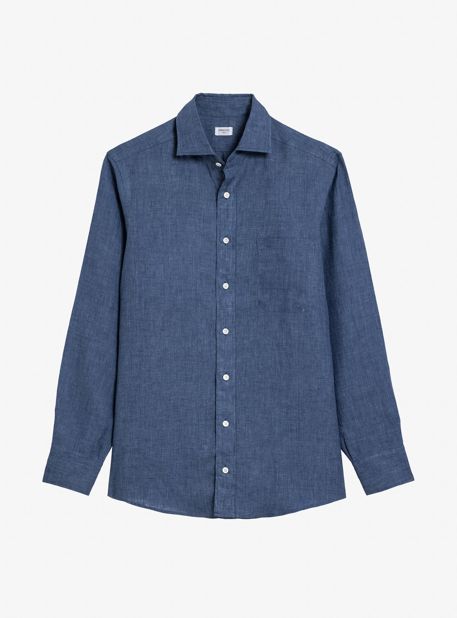 Chemise Lin Uni Bleu