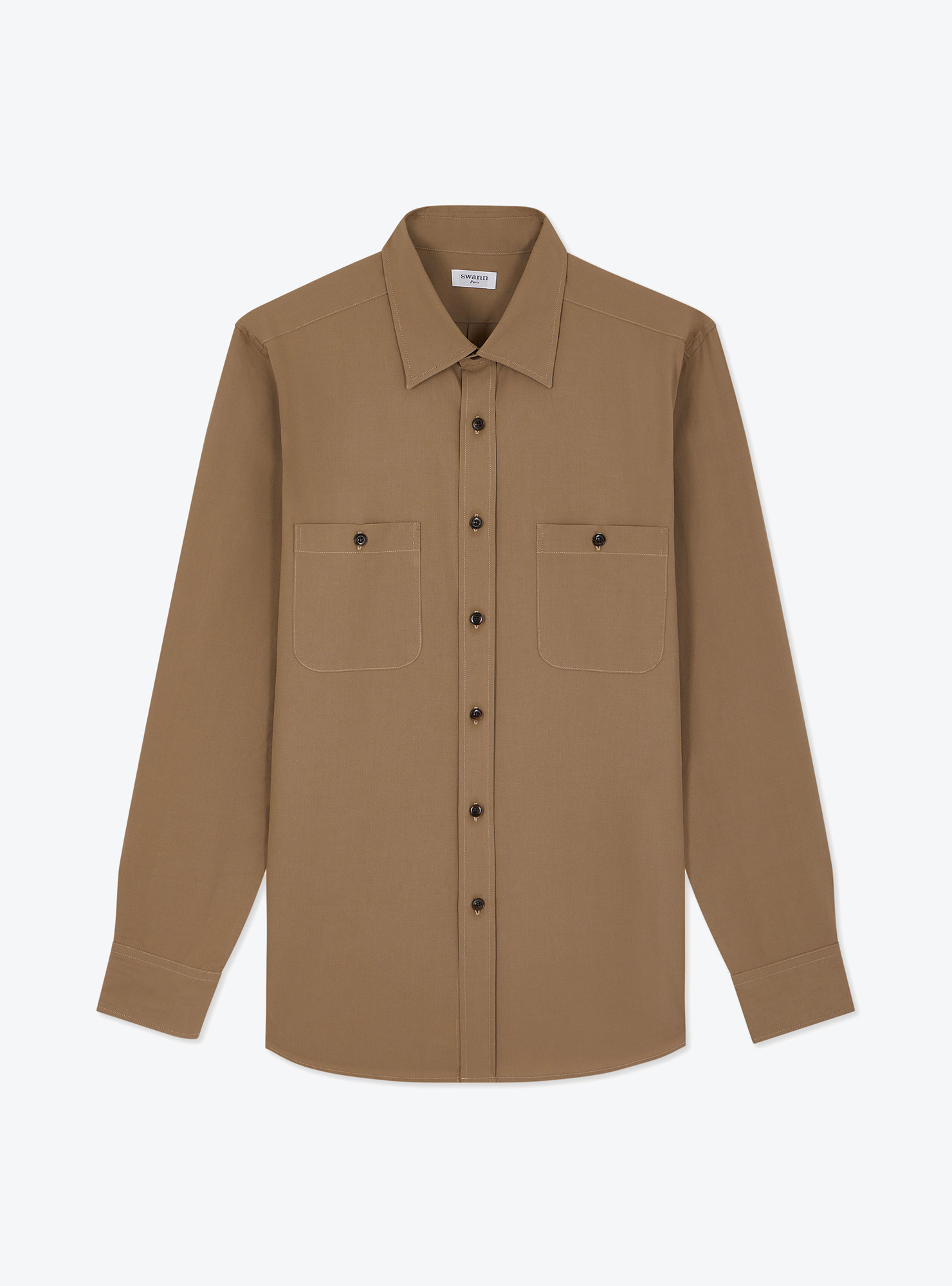 Chemise Dobby Uni Marron