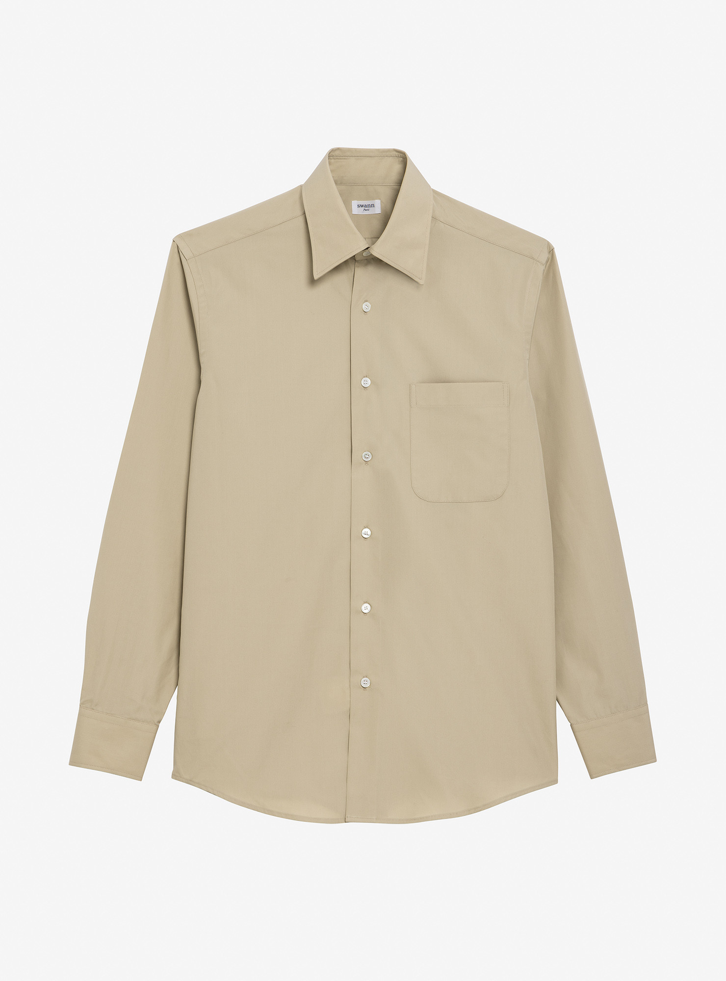 Chemise Popeline Uni Beige