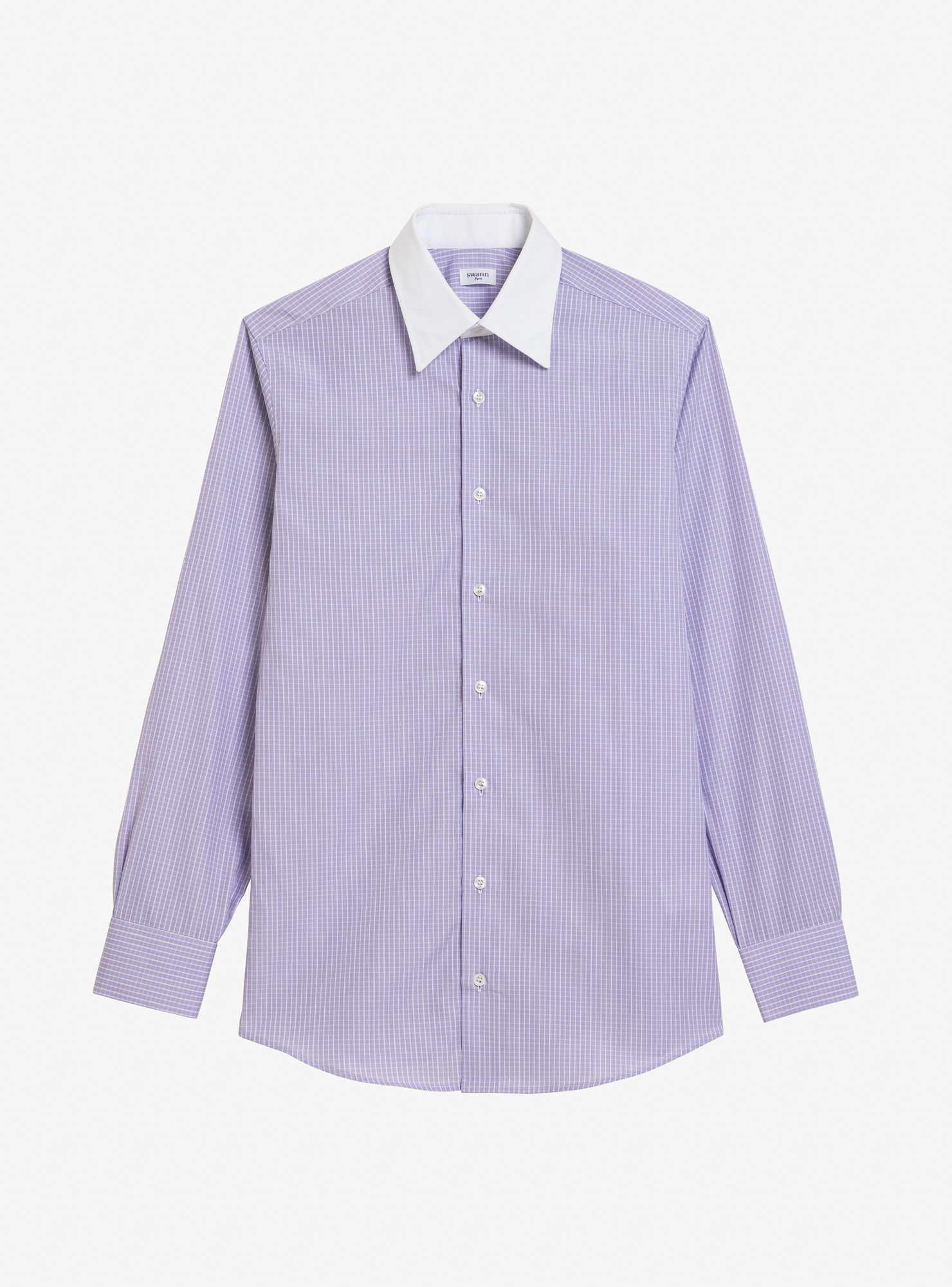 Chemise Popeline Carreaux Parme Violet