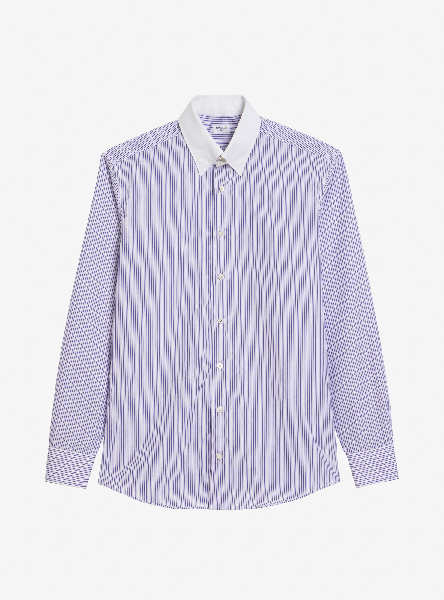 Chemise Popeline Rayé Parme Violet