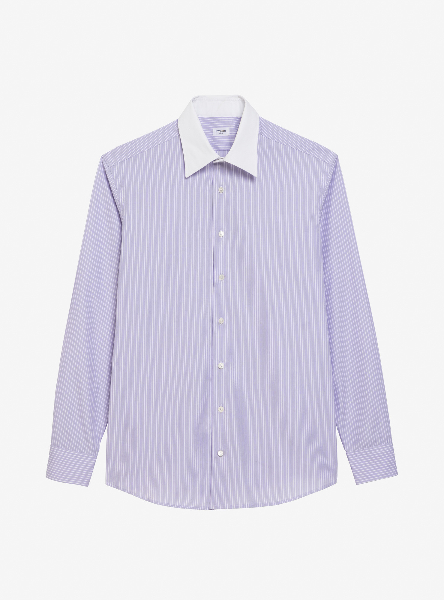 Chemise Popeline Rayé Parme Violet