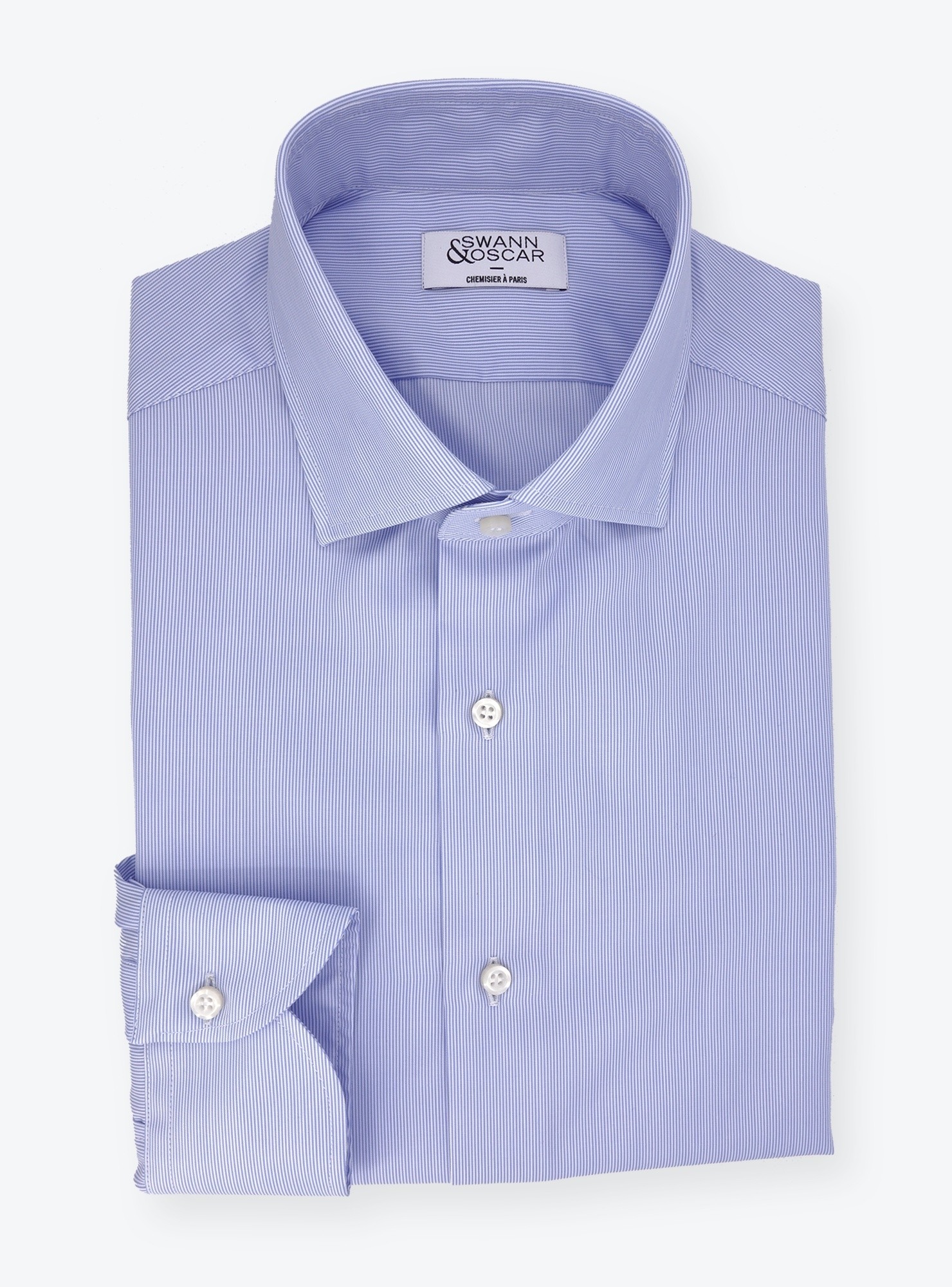 Chemise Twill Rayé Bleu (repassage facile)