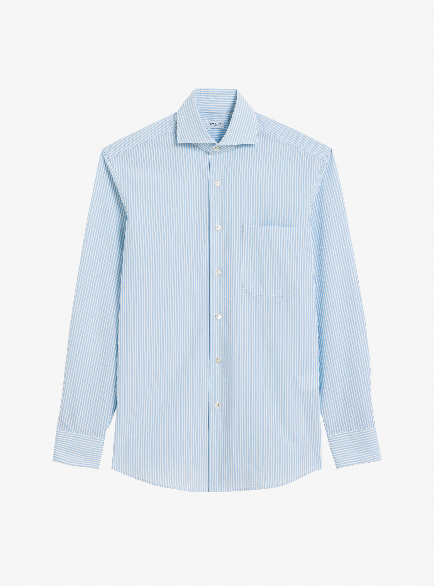 Chemise Seersucker Rayé Bleu
