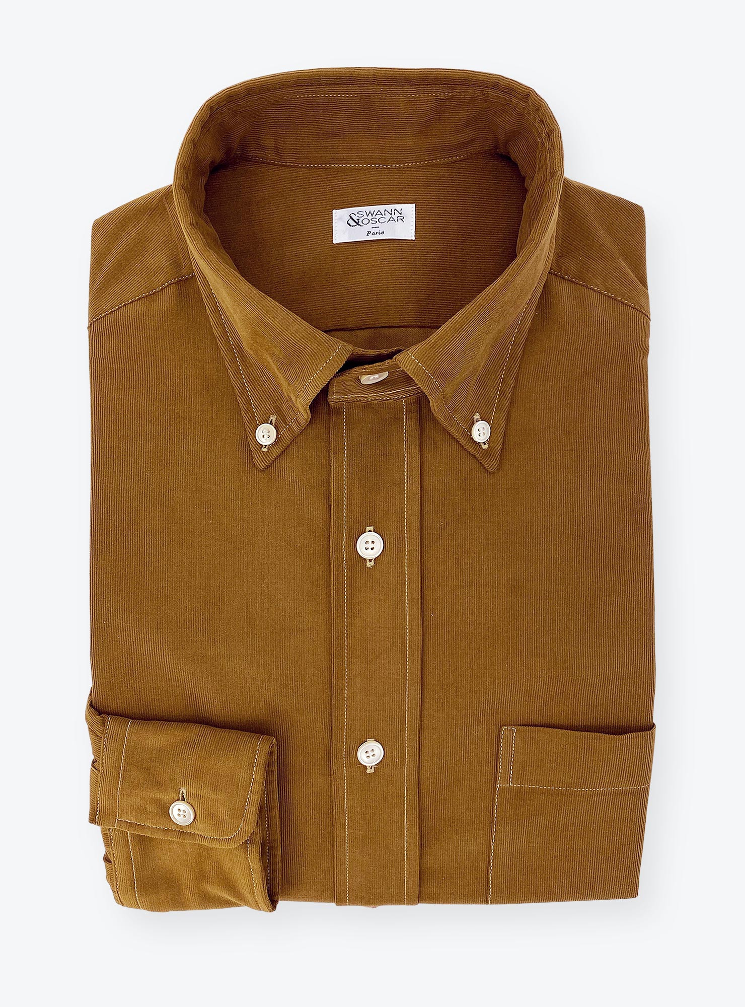 Chemise Velours Uni Marron