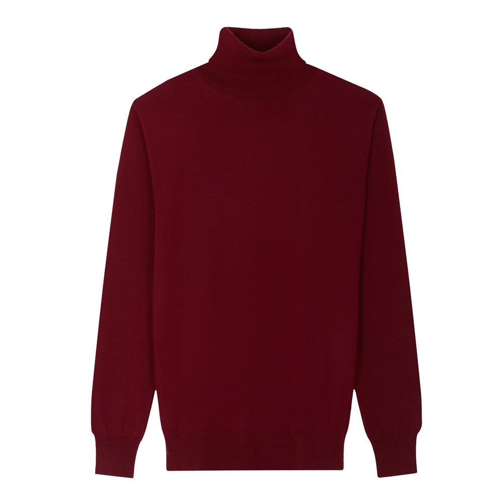 Pull Col Roule Merinos Bordeaux PU0132 Swann