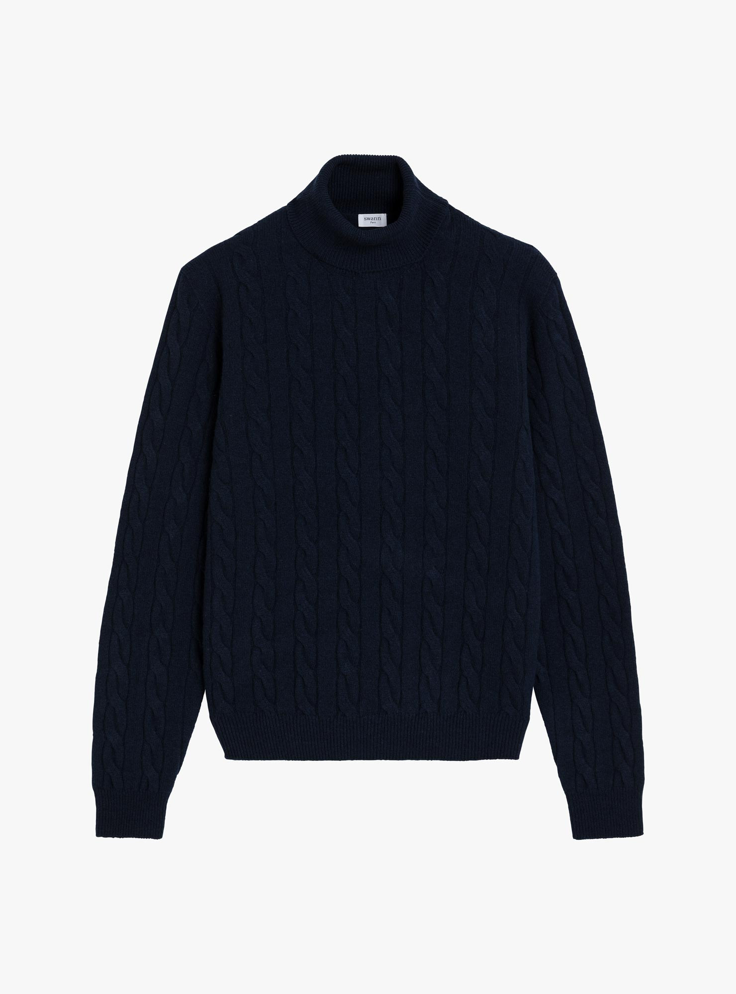 Pull Col Roulé Cable Knit Marine