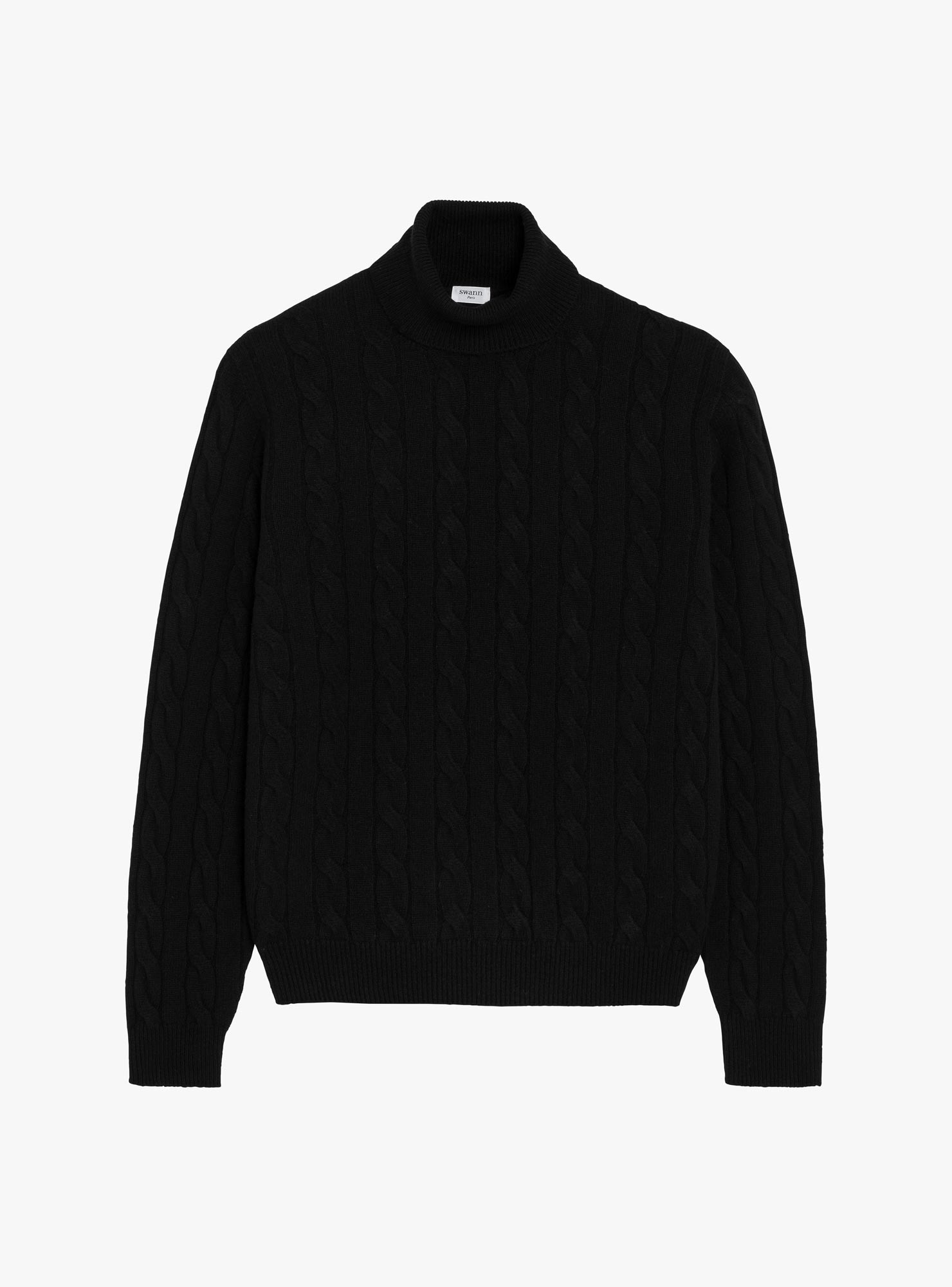 Pull Col Roulé Cable Knit Noir
