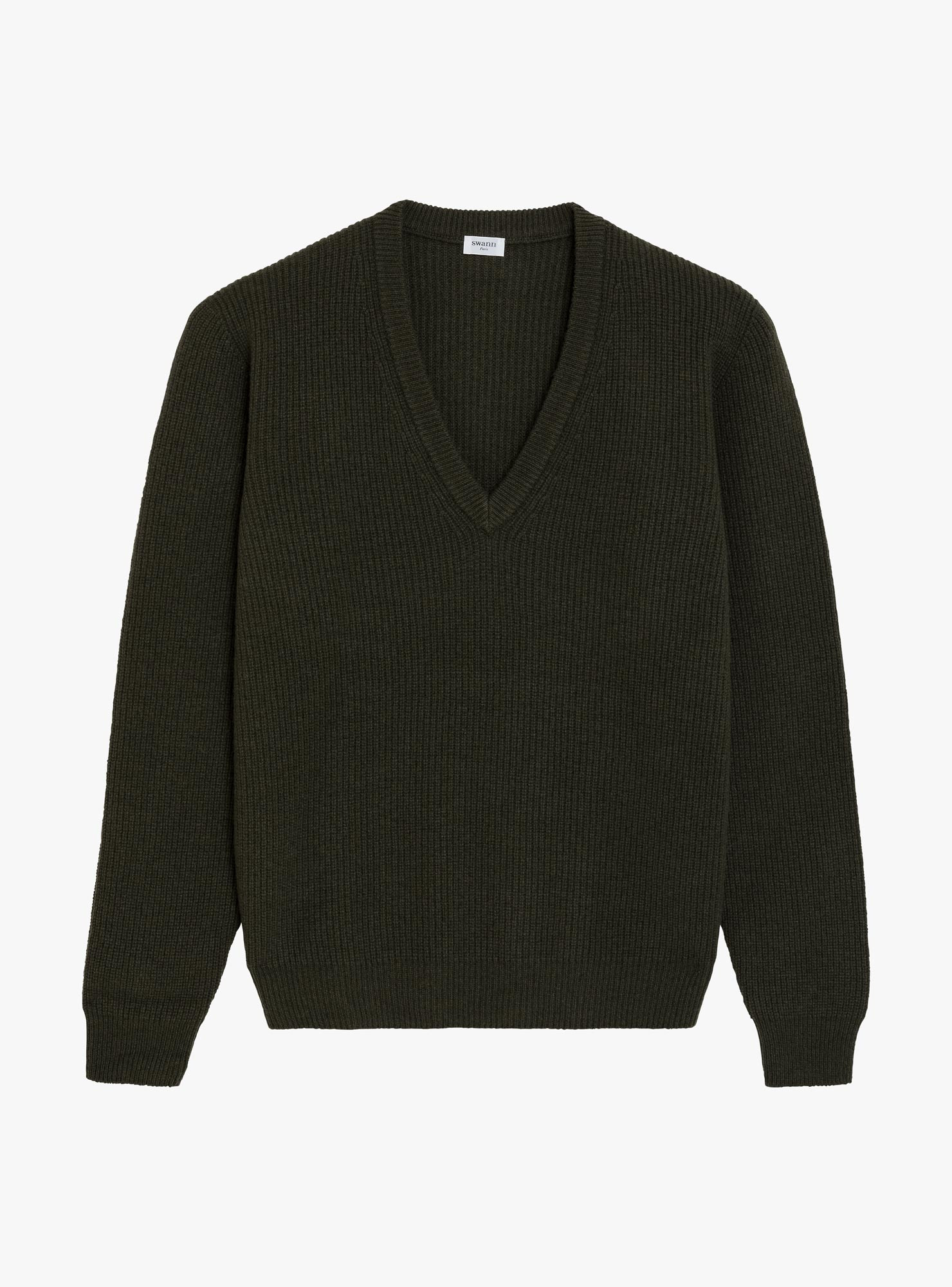 Pull Col V Double Maille Vert