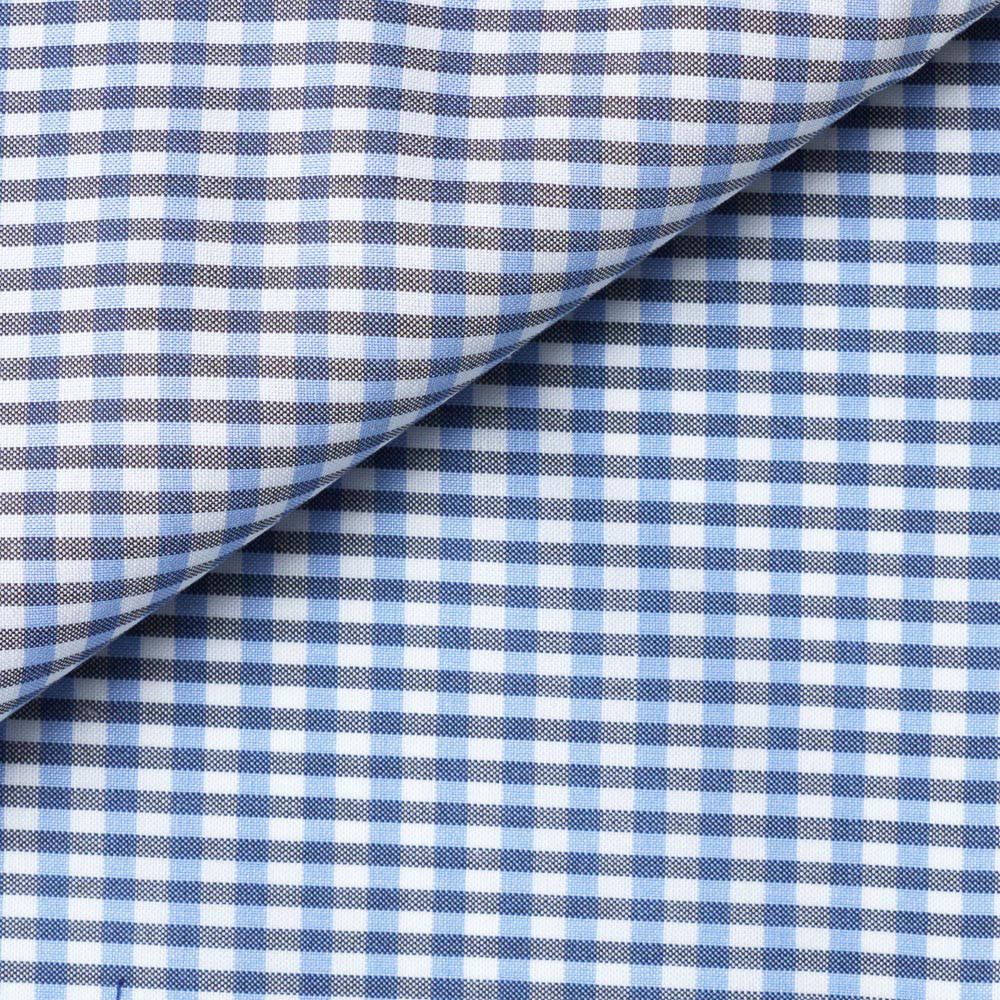 Popeline Carreaux Noir Bleu