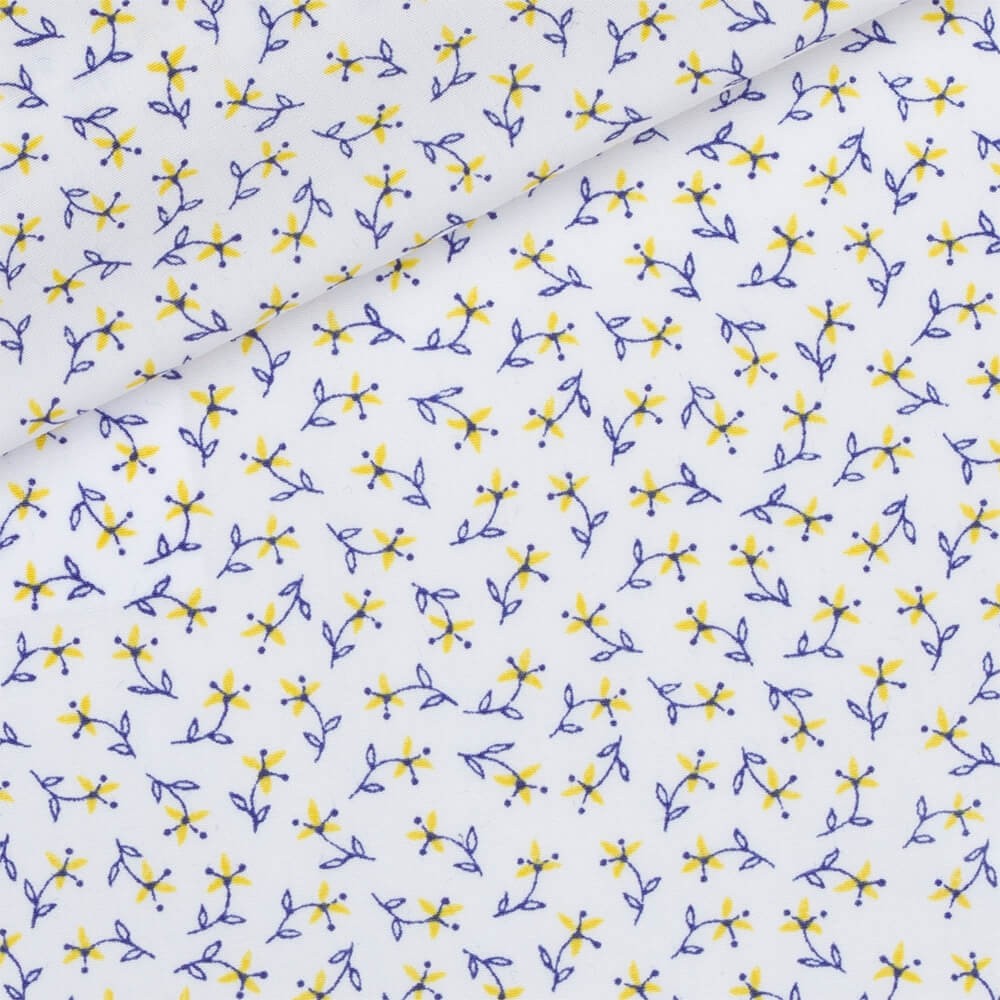 Popeline Motif Bleu Jaune