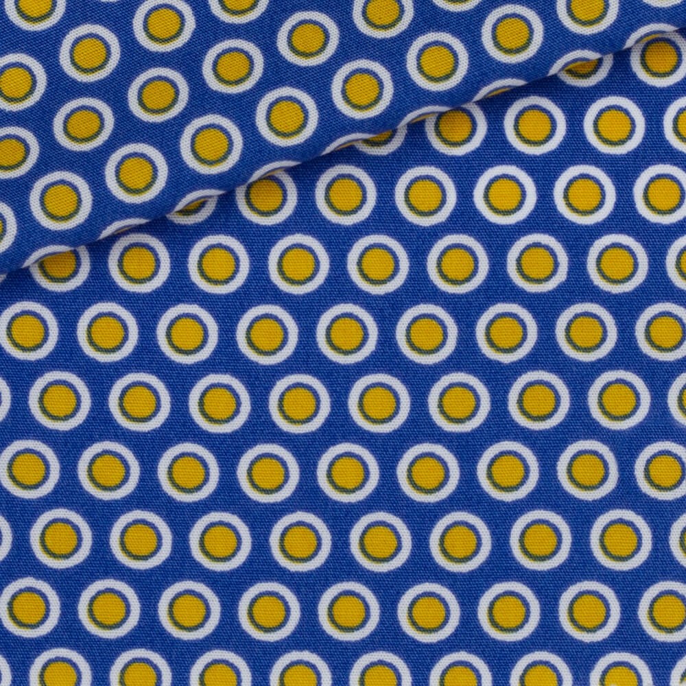 Popeline Motif Bleu Jaune