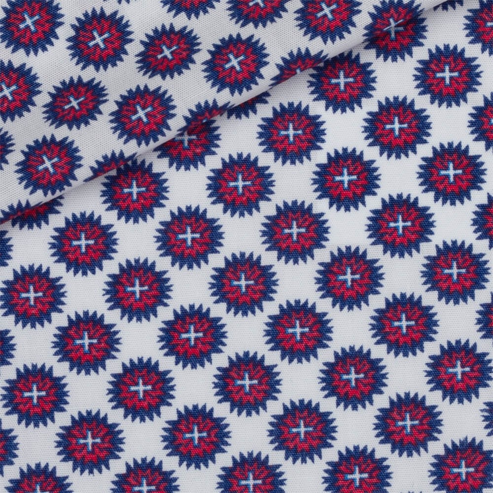 Popeline Motif Bleu Rouge