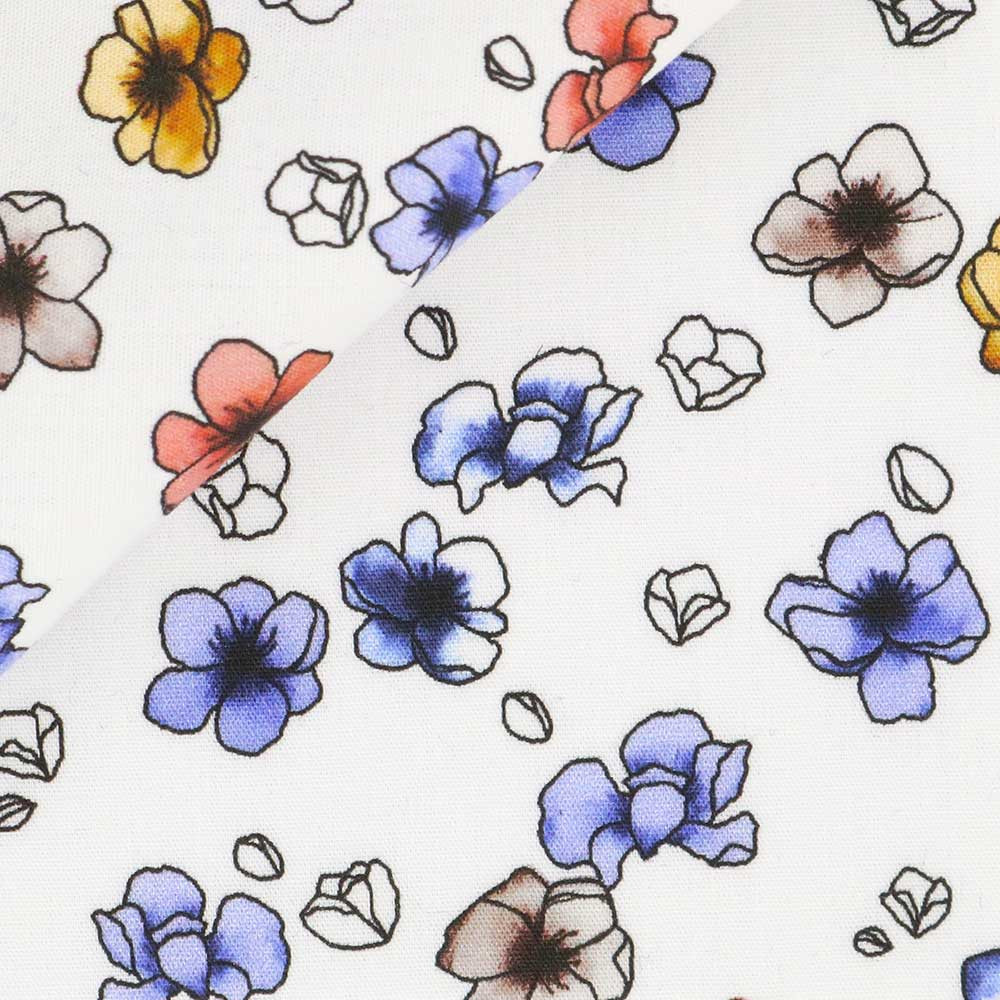 Popeline Motif Bleu Rouge