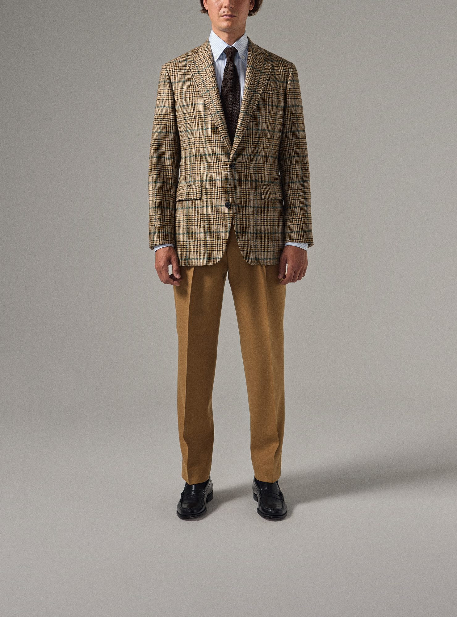 Veste Tweed Prince de Galles Beige Vert