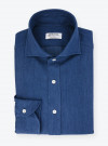 Chemise Denim Uni Bleu