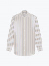 Chemise Seersucker Rayé Marron Beige