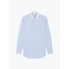 Chemise Popeline Rayé Bleu Col Blanc