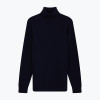 Pull Col Roulé Maille Cotelée Marine