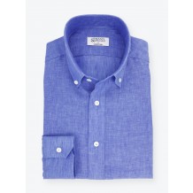 Chemise Lin Uni Bleu