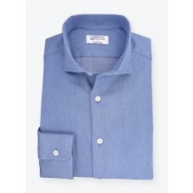 Chemise Denim Uni Bleu