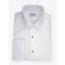 Chemise à Plastron Uni Blanc