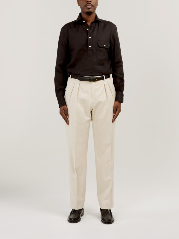 Pantalon Laine Lin Soie Beige