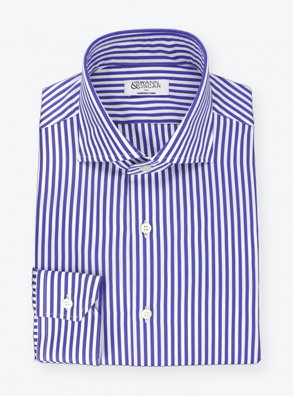 Chemise Popeline Rayé Bleu
