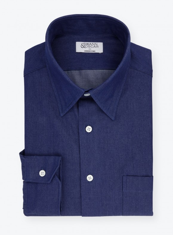 Chemise Twill Uni Bleu