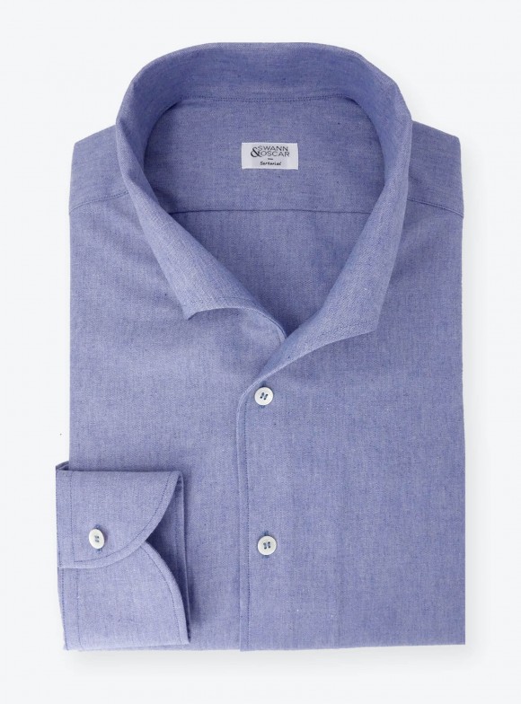 Chemise Chambray Uni Bleu